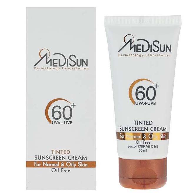 کرم ضد آفتاب بی رنگ فاقد چربی SPF60 مناسب پوست معمولی و چرب 50 میلی لیتر مدیسان