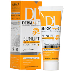 کرم ضد آفتاب رنگی پوست های معمولی و خشک سان لیفت SPF50 درمالیفت
