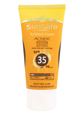 کرم ضد آفتاب آنتی آکنه SPF35 سان سیف بژ متوسط