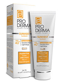 کرم ضد آفتاب فاقد جاذب های شیمیایی با +SPF40 پوشش کرم پودری (بز روشن) پرودرما