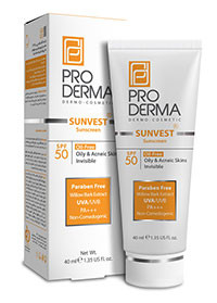 کرم ضد آفتاب فاقد چربی با SPF50 با اثر پوشانندگی ملایم فاقد رنگ پرودرما