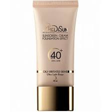 کرم ضدآفتاب مدیسان با پوشش کرم پودر +SPF40 مناسب برای پوست های خشک و معمولی