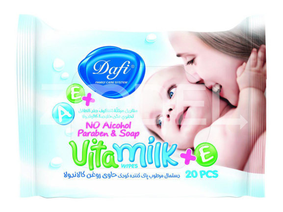 دستمال مرطوب پاک کننده کودک حاوی ویتامین A , E دافی بسته 20 تایی