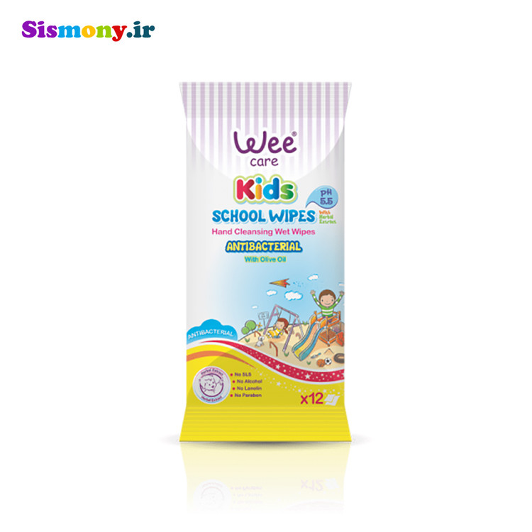 دستمال مرطوب و پاککننده دست و صورت کودکان مدل آنتی باکتریال وی کر