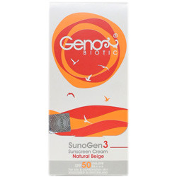 کرم ضد آفتاب پوست های چرب و مختلط SPF50 سان ژن 3 ژنوبایوتیک | بژ طبیعی