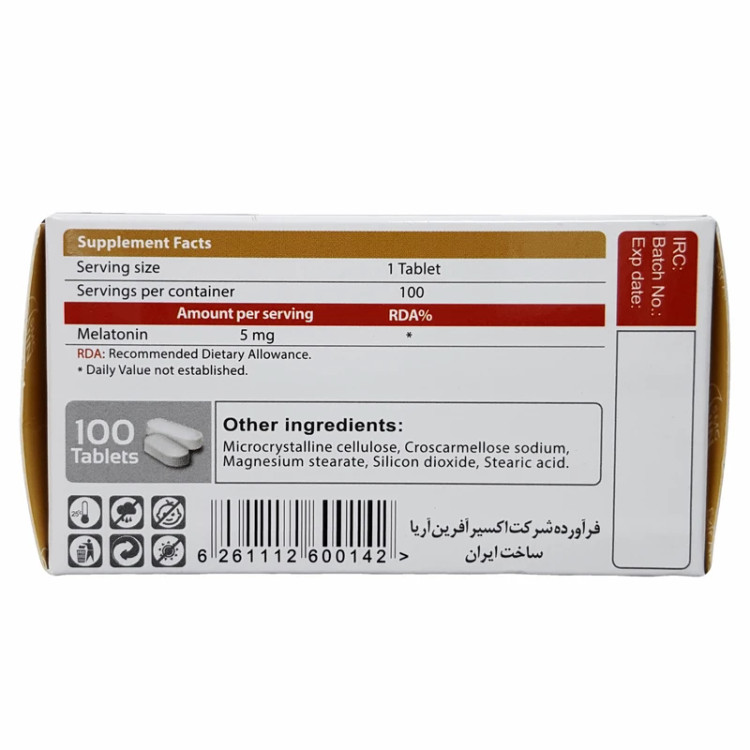 ملاتونین 5 میلی گرم اکسیر آفرین آریا 100 عددی